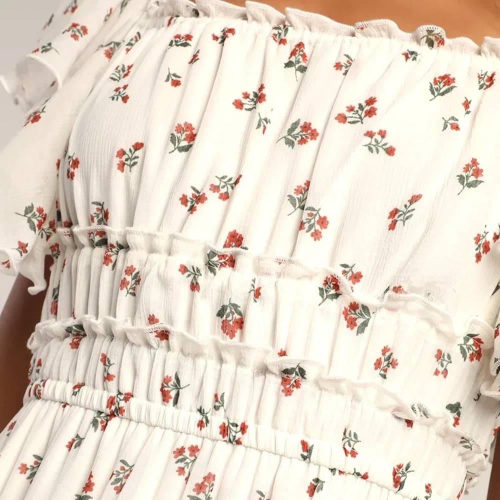 Summer Wanderings Floral Flutter Sleeve Midi Dress View 5